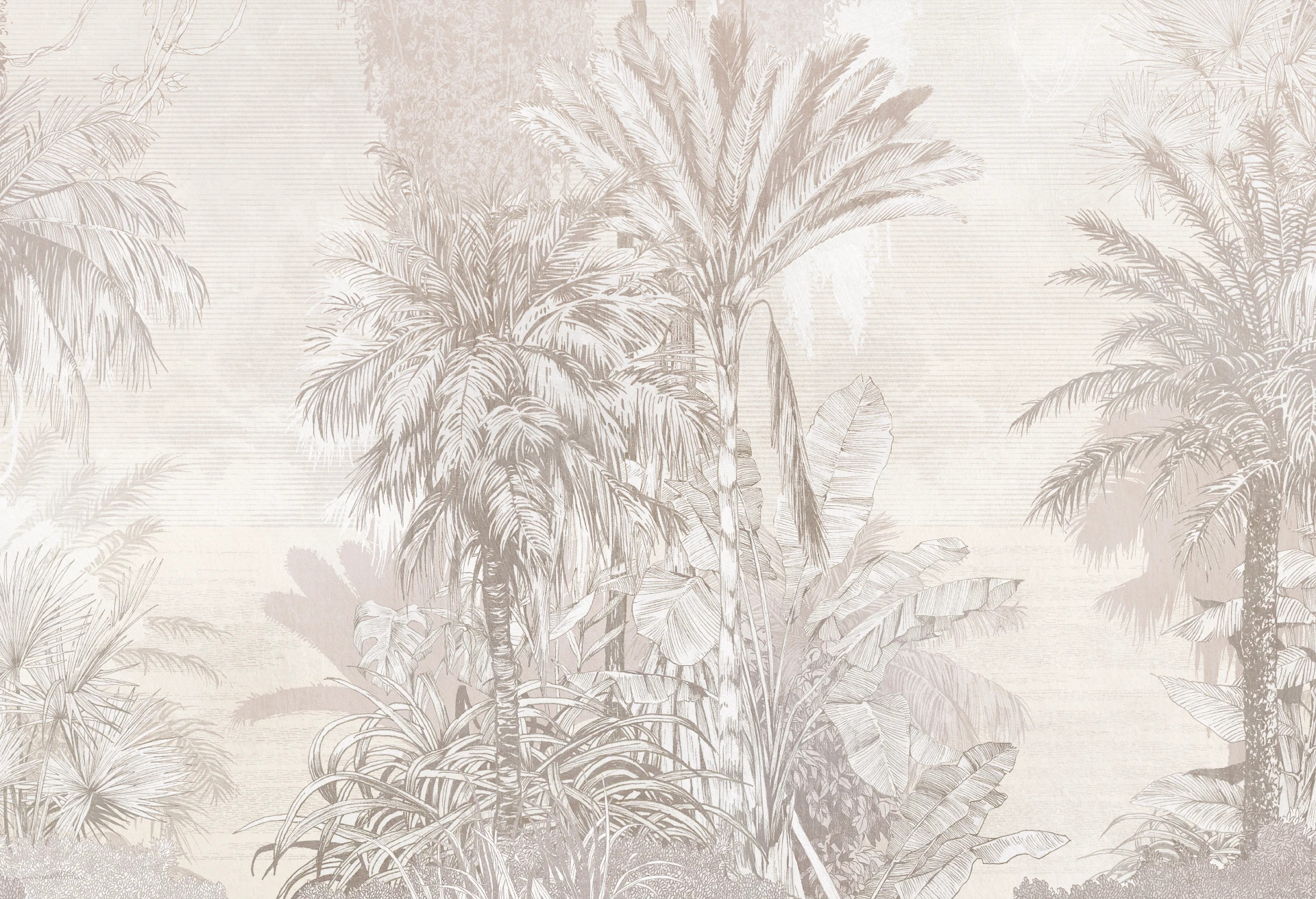 Borneo - beige - tapeta w palmy do sypialni lub salonu