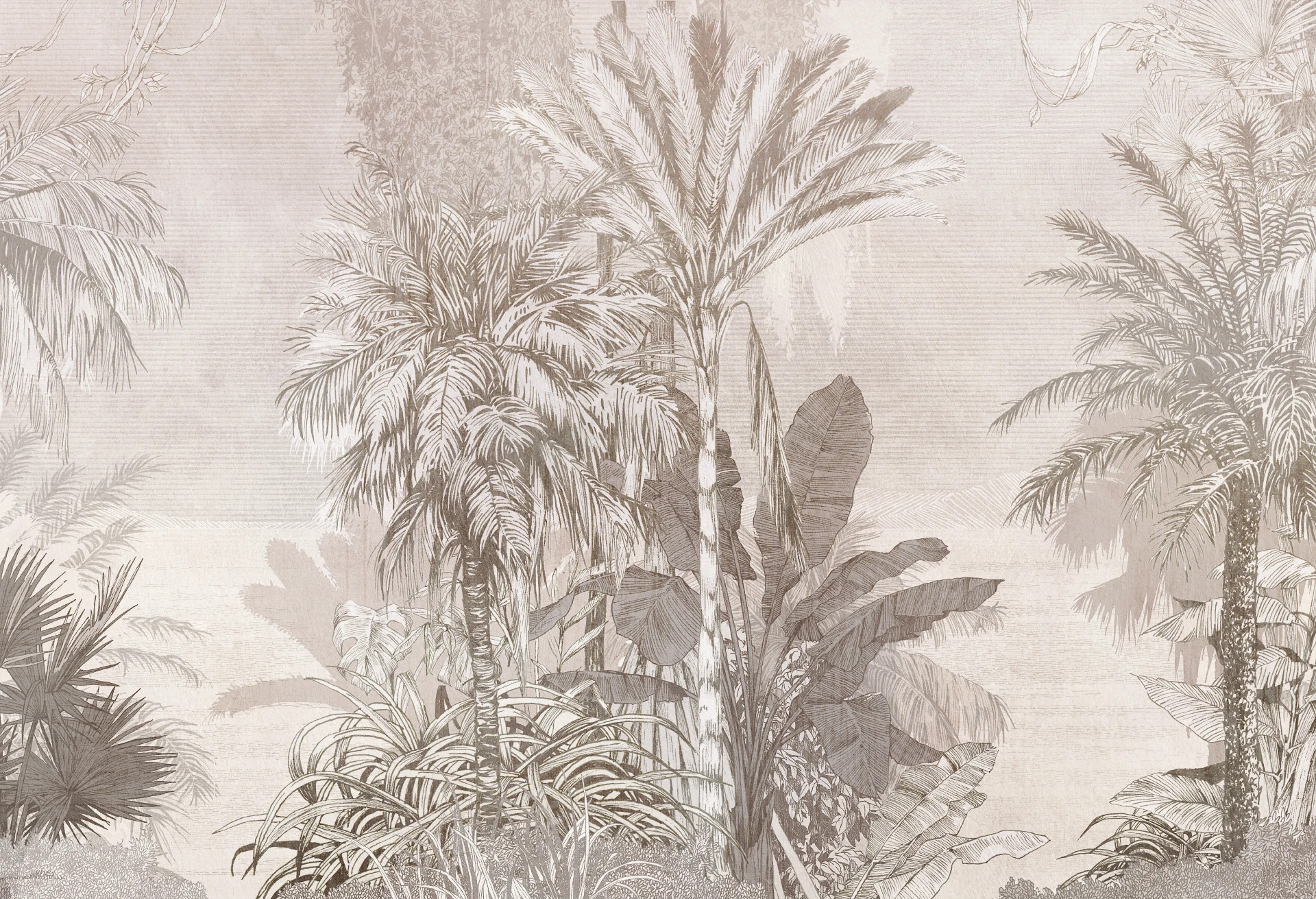 BORNEO - mocha  - tapeta w idealna do salonu lub sypialni z motywem egzotycznym