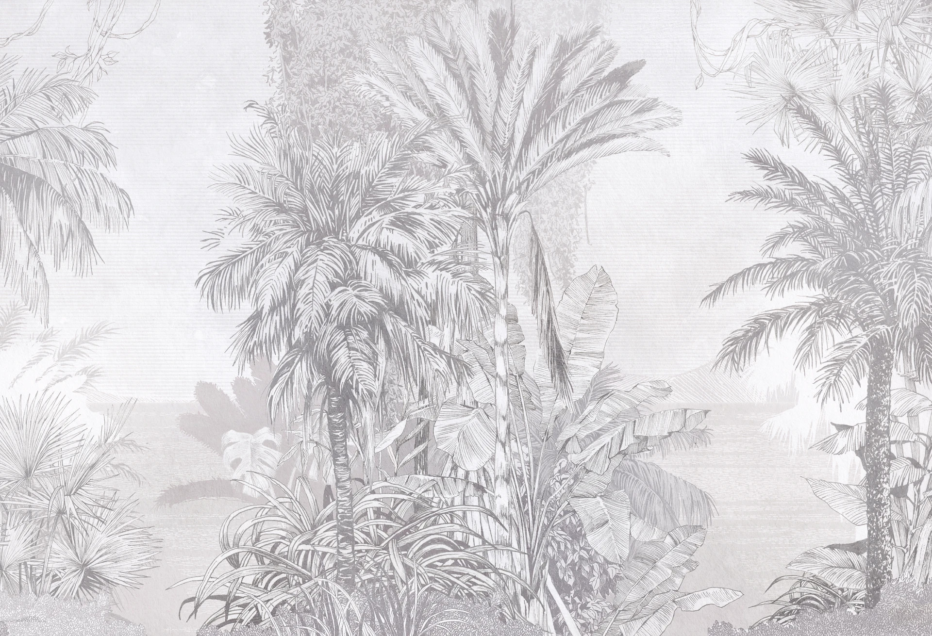 BORNEO - grey - tapeta w idealna do salonu lub sypialni z motywem egzotycznym
