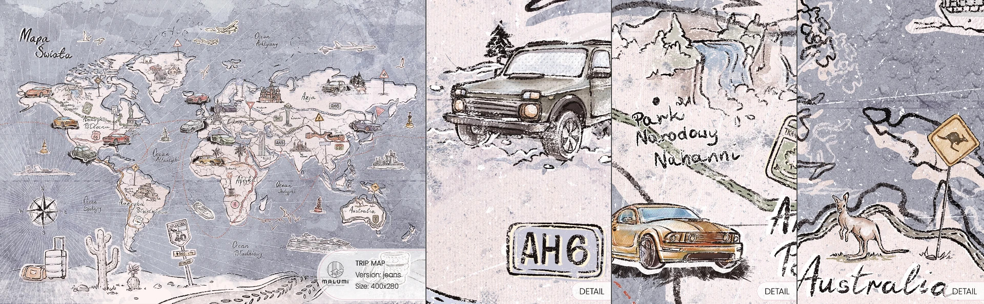 TRIP MAP - jeans - próbka