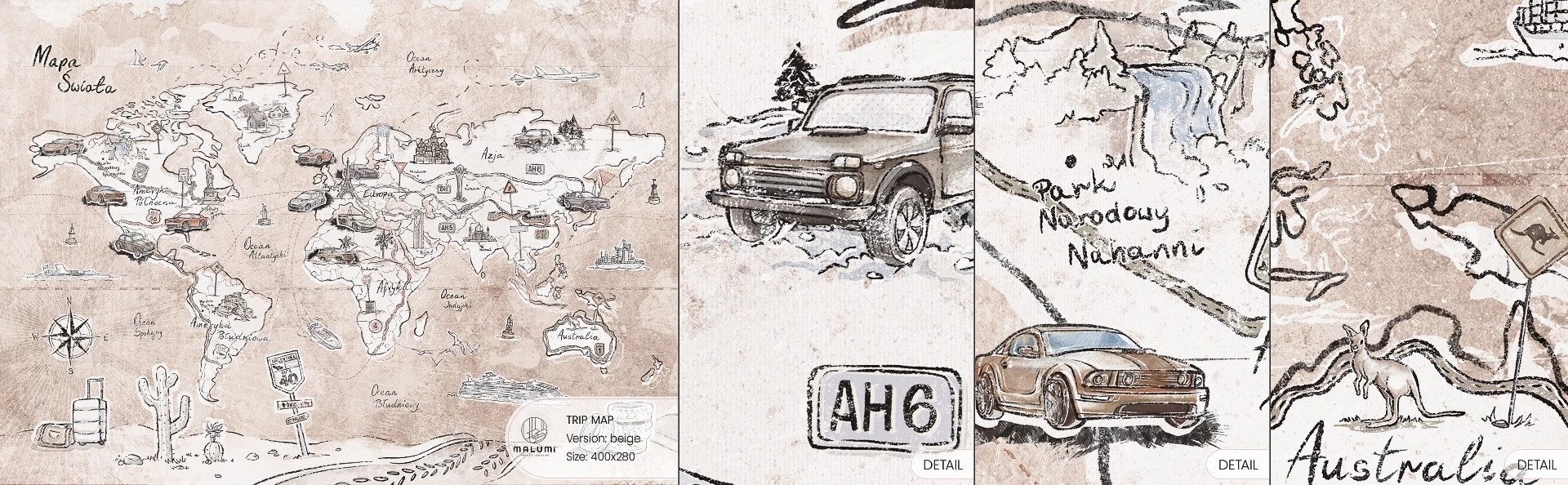 TRIP MAP - beige - próbka