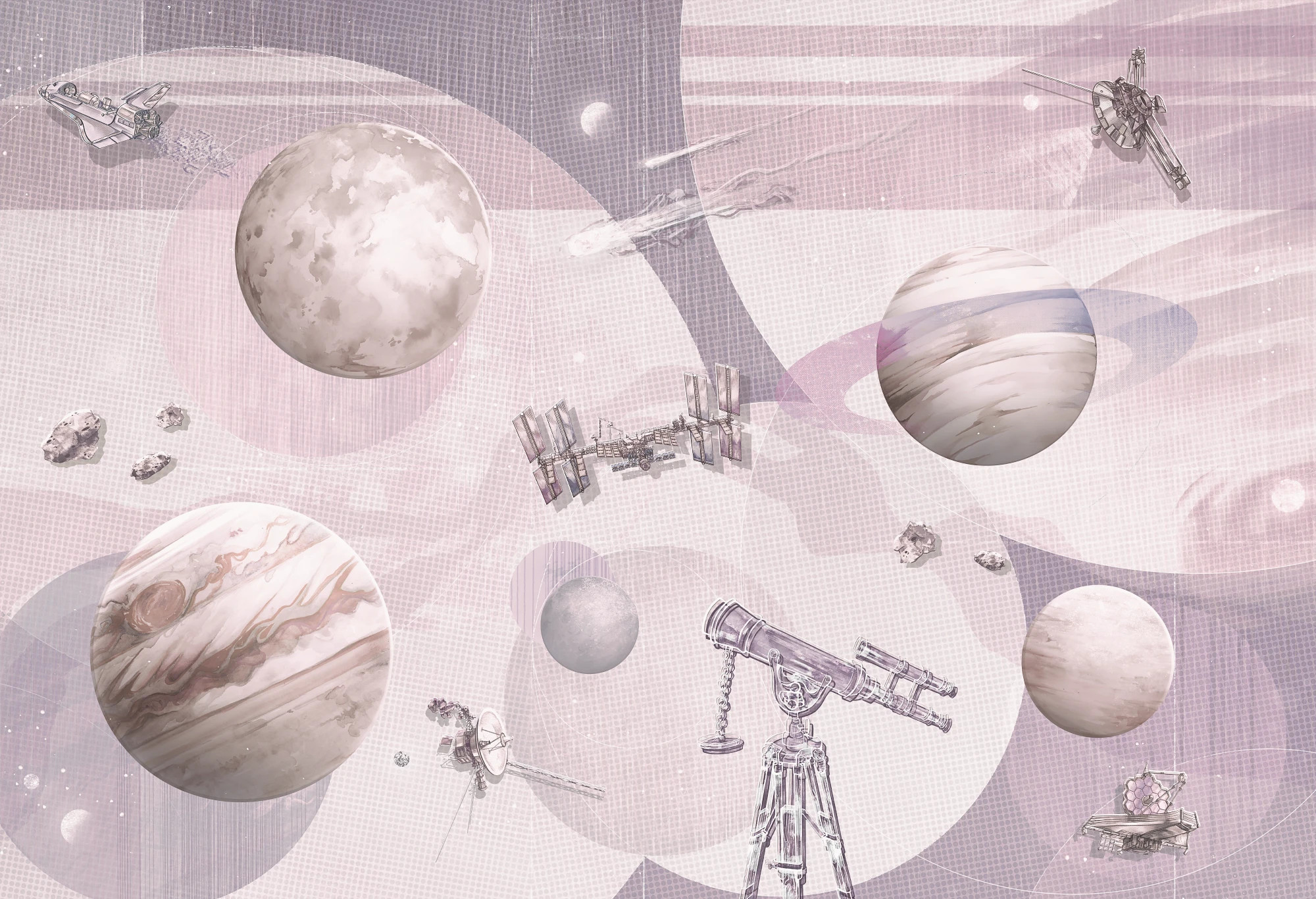 SPACE ZONE - lavender -  tapeta w magiczny kosmos.