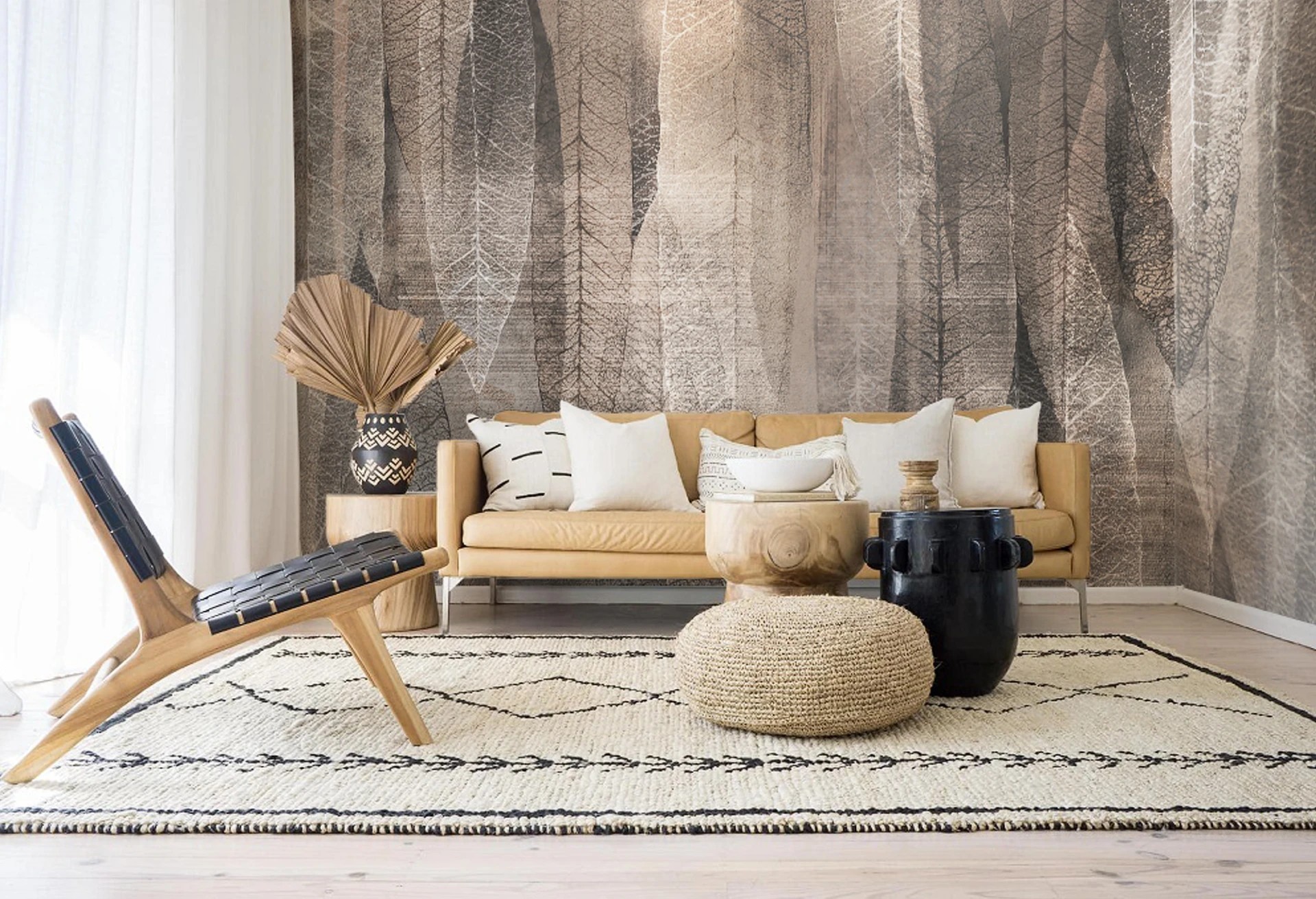 EUKALIPTUS - cocoa - minimalistyczna tapeta w liście