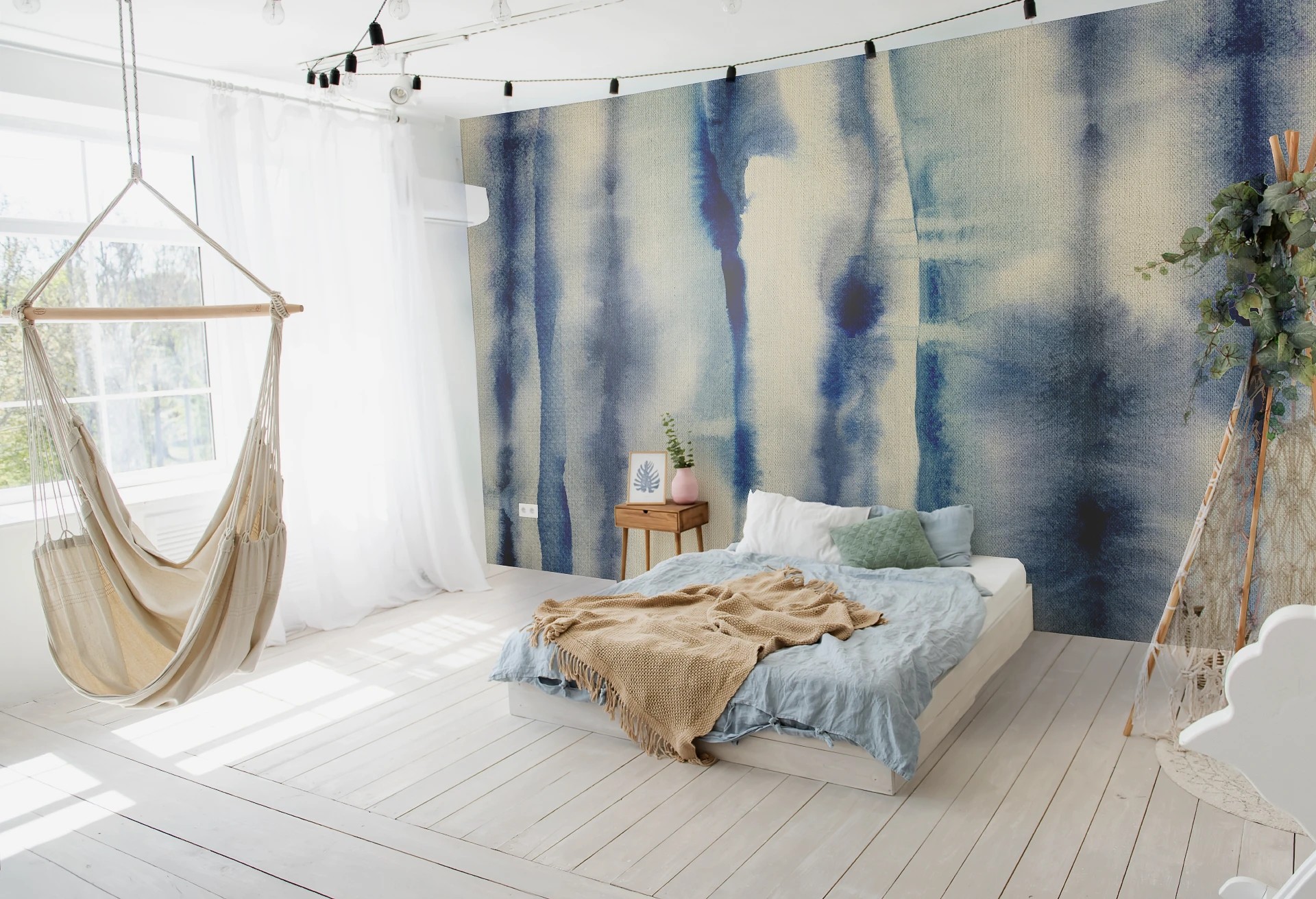 AURORA - navy abstraction - 1 & 2 -  artystyczna tapeta do salonu lub sypialni