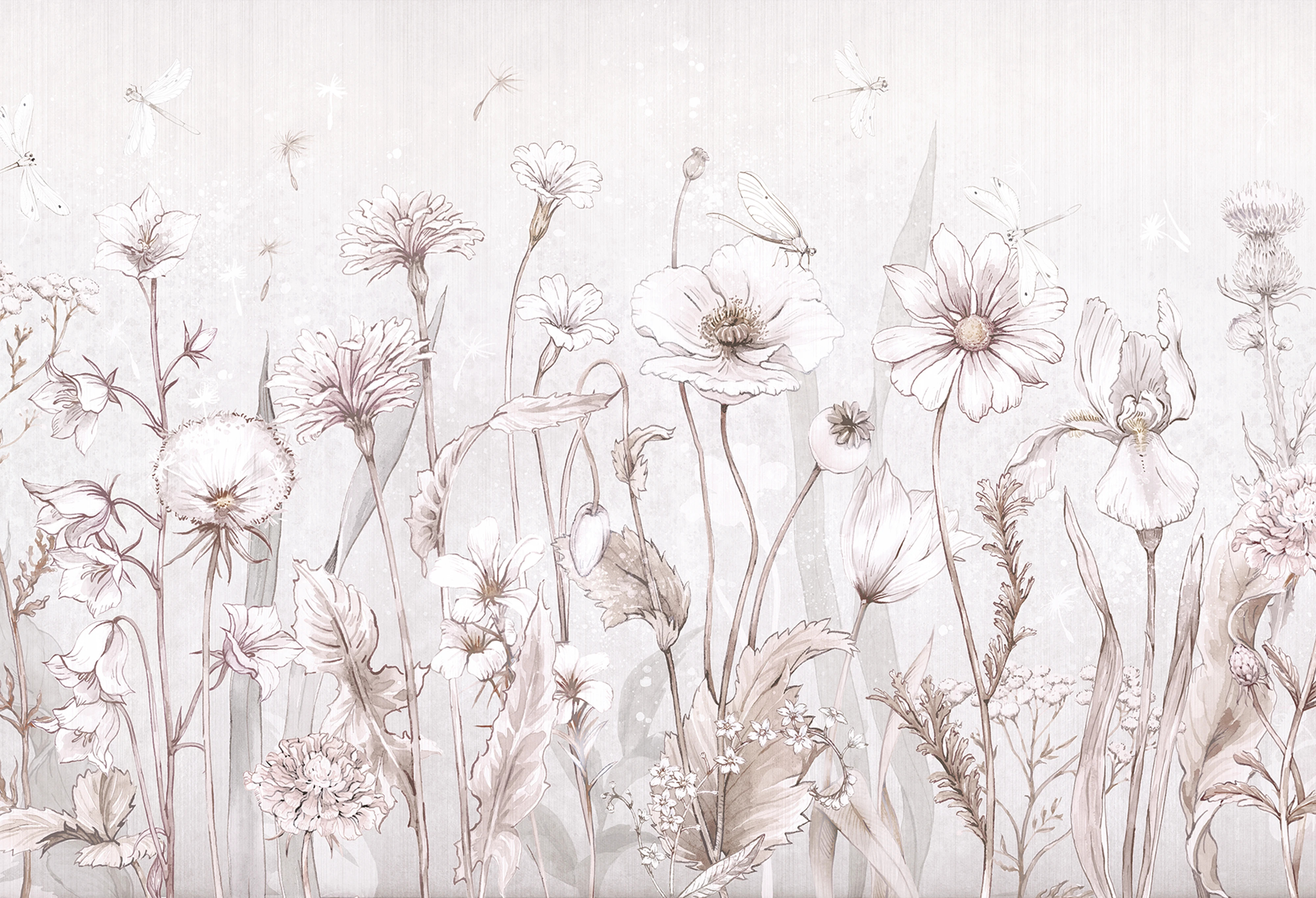 SPRING JOY - white - jasna tapeta dla nastolatki w polne kwiaty