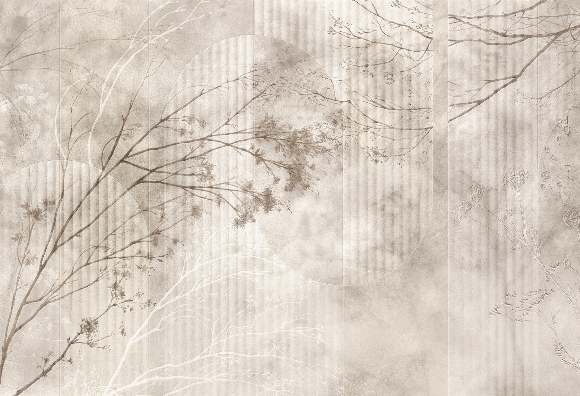 ALBERO - beige - nowoczesna tapeta mglisty las do salonu i sypialni