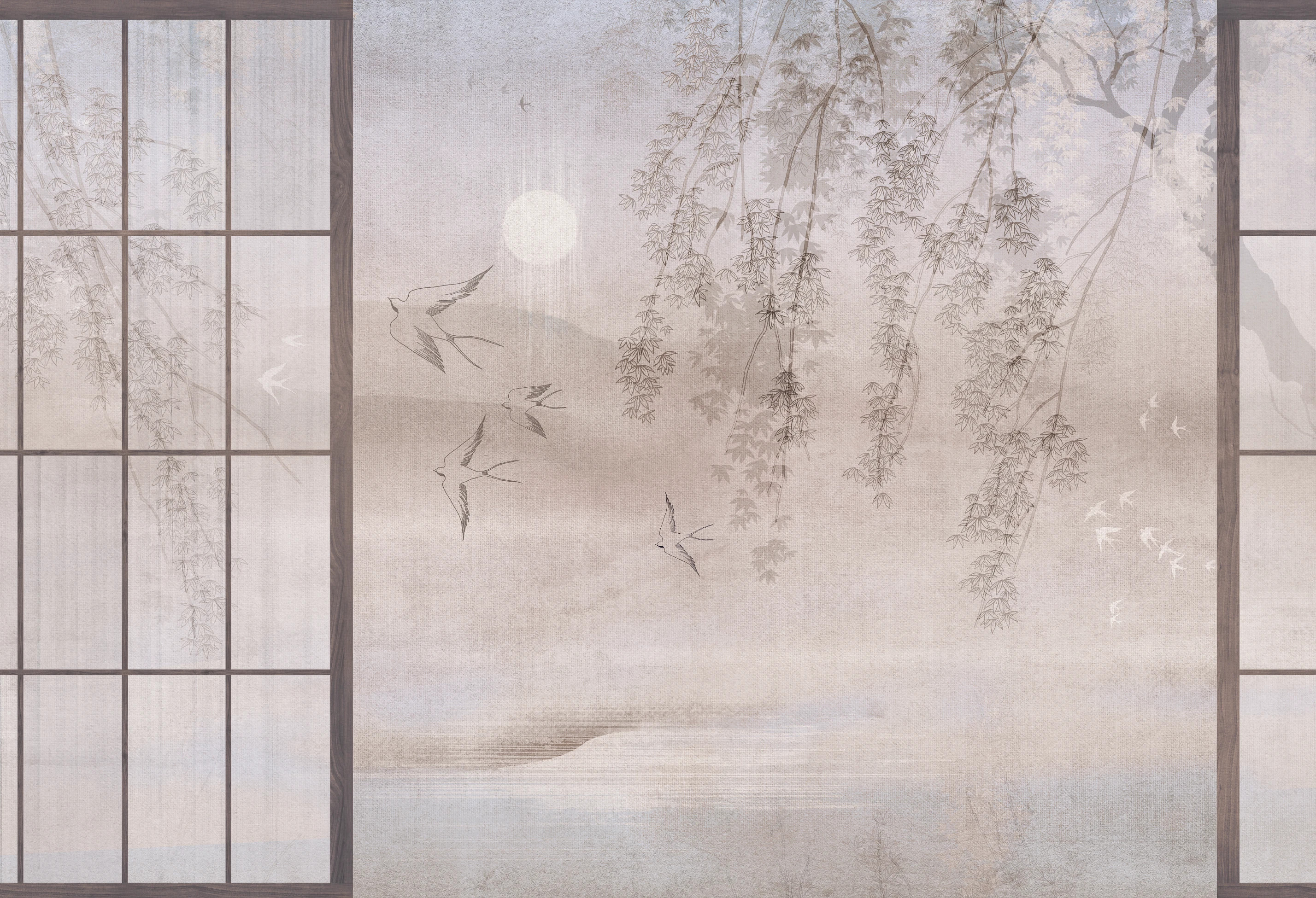 SAKURA - sunrise - japońska tapeta z widokiem na wschód słońca