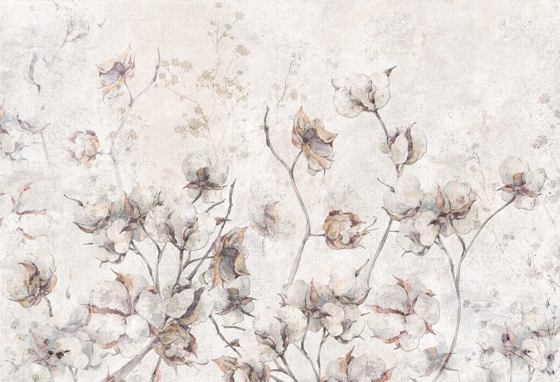 FIELDS OF COTTON - romantyczna tapeta do salonu lub sypialni