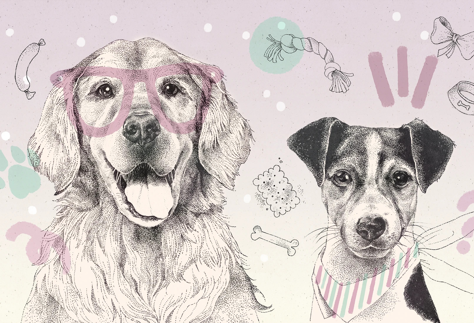 DOGGIES - cottoncandy - dziecięca tapeta z wesołymi pieskami