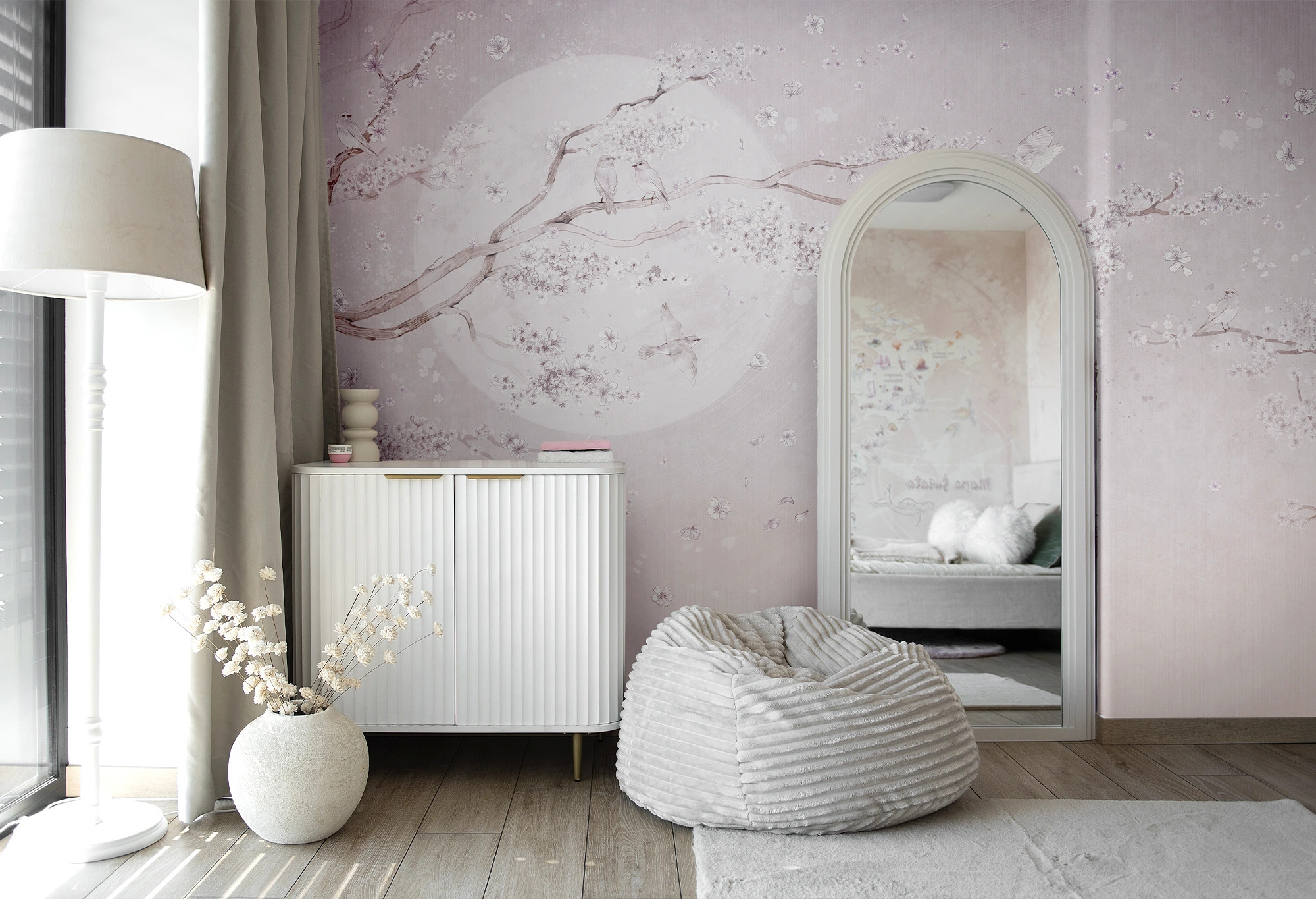 MAGNOLIA - lavender - fioletowa tapeta dla nastolatki w kwiaty magnolii