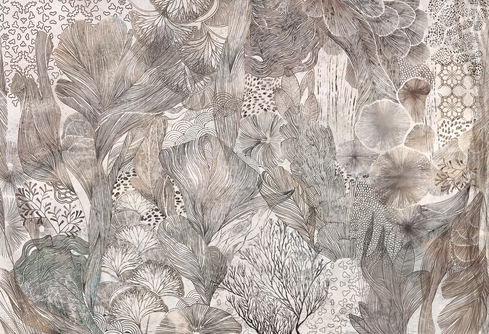 GREAT REEF - beige - tapeta do salonu z motywem rafy koralowej