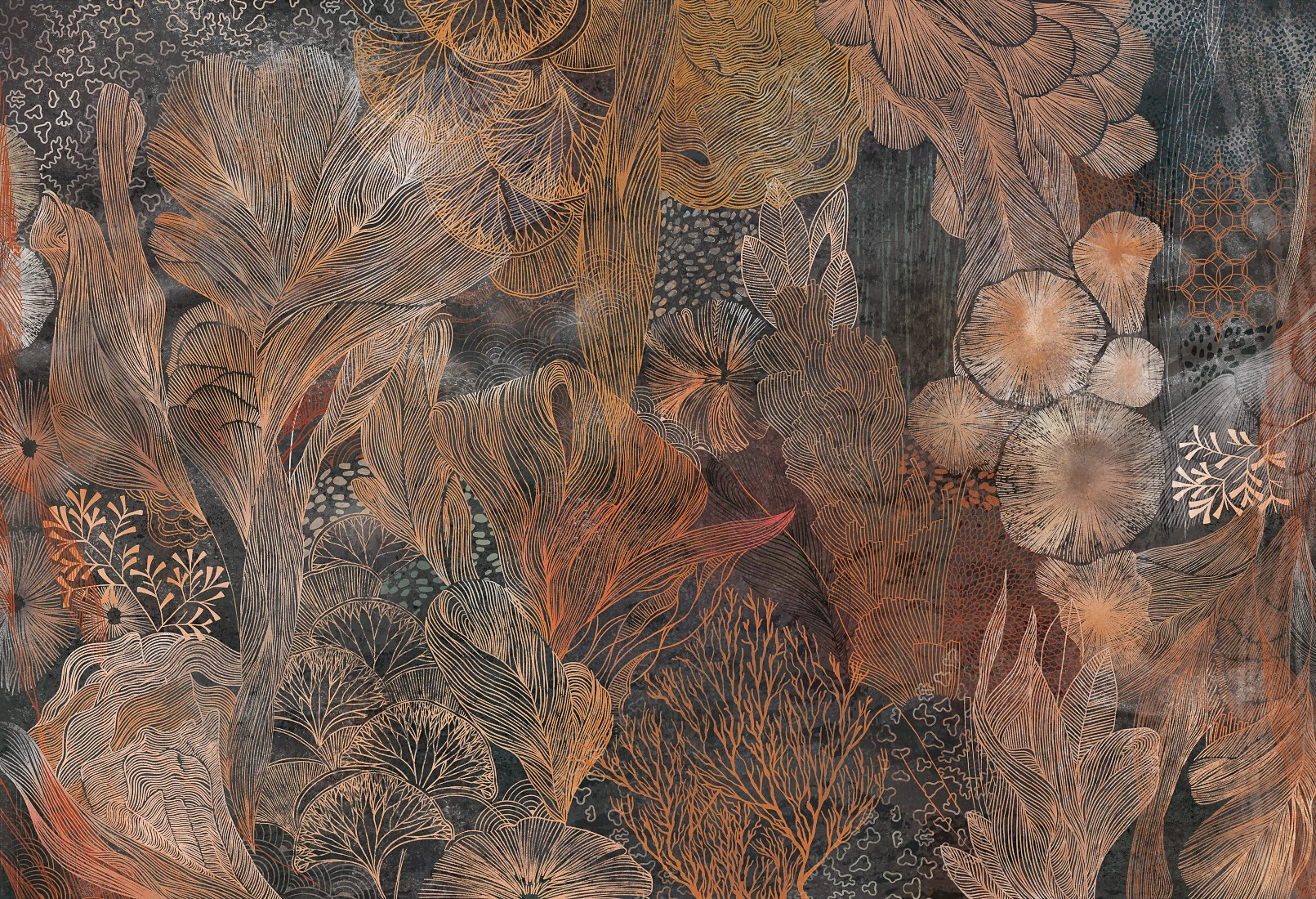 GREAT REEF - copper - tapeta z motywem rafy koralowej