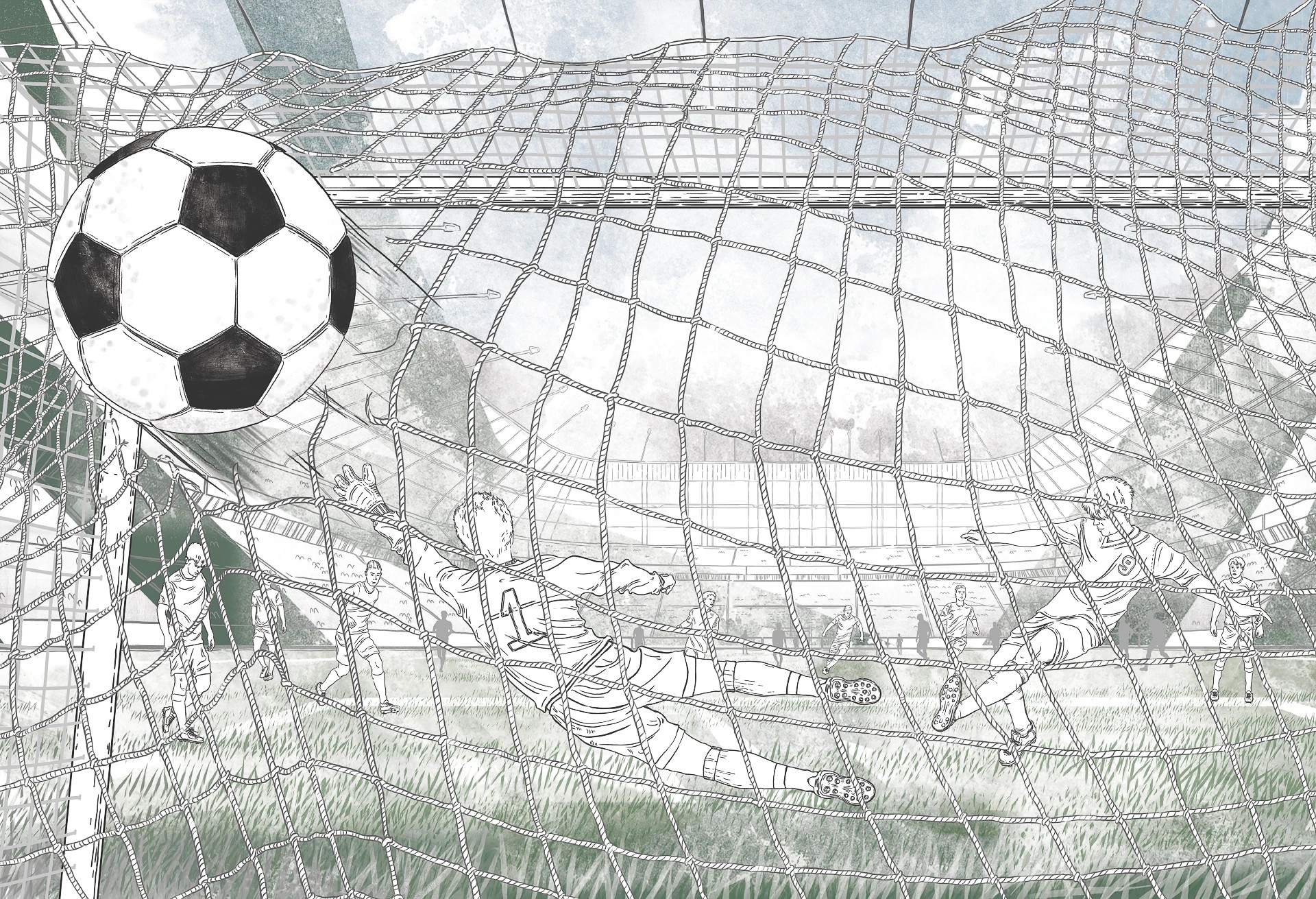 FOOTBALL - green - tapeta dla chłopca do pokoju