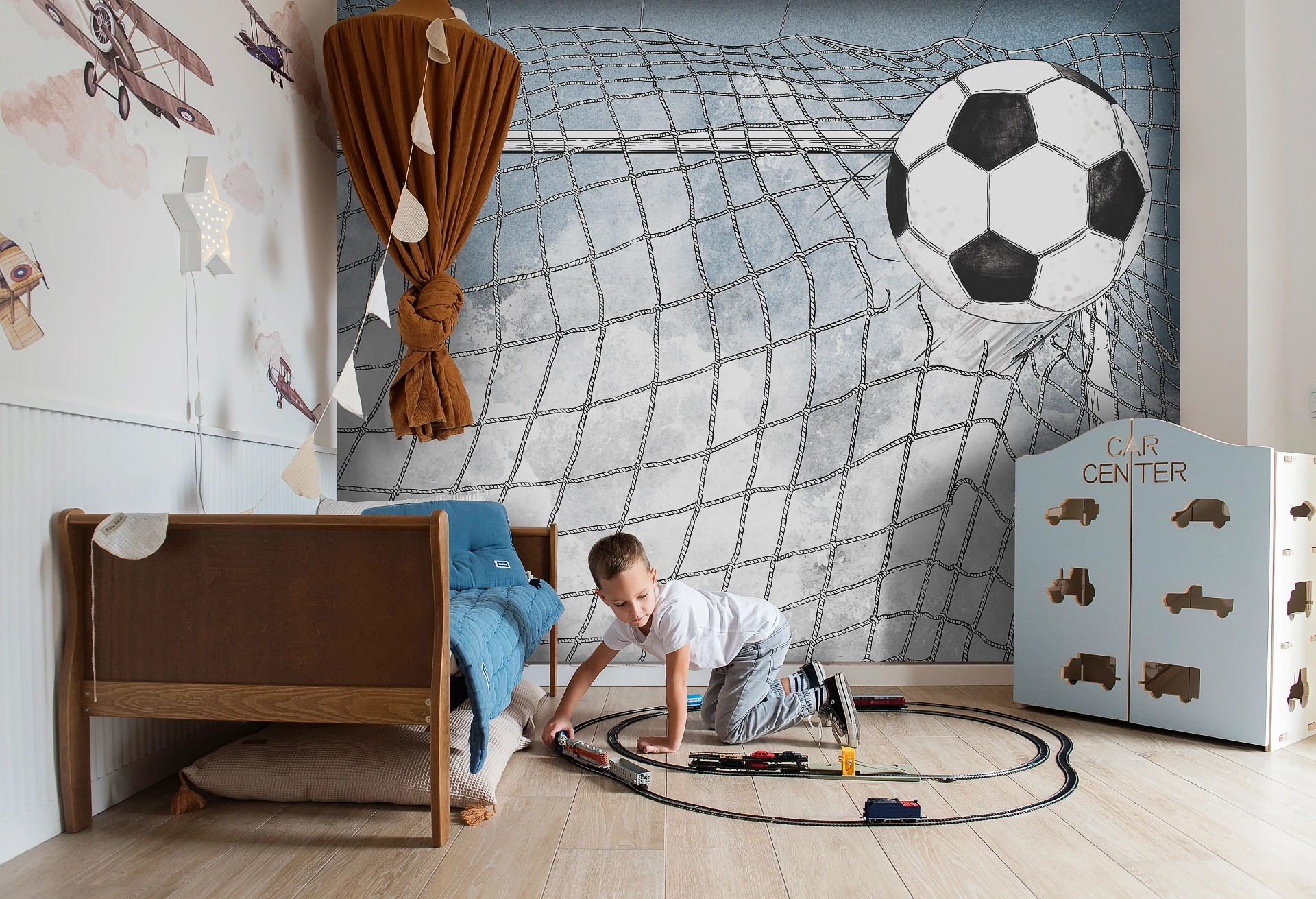 FOOTBALL - sky blue - sportowa tapeta dla chłopca