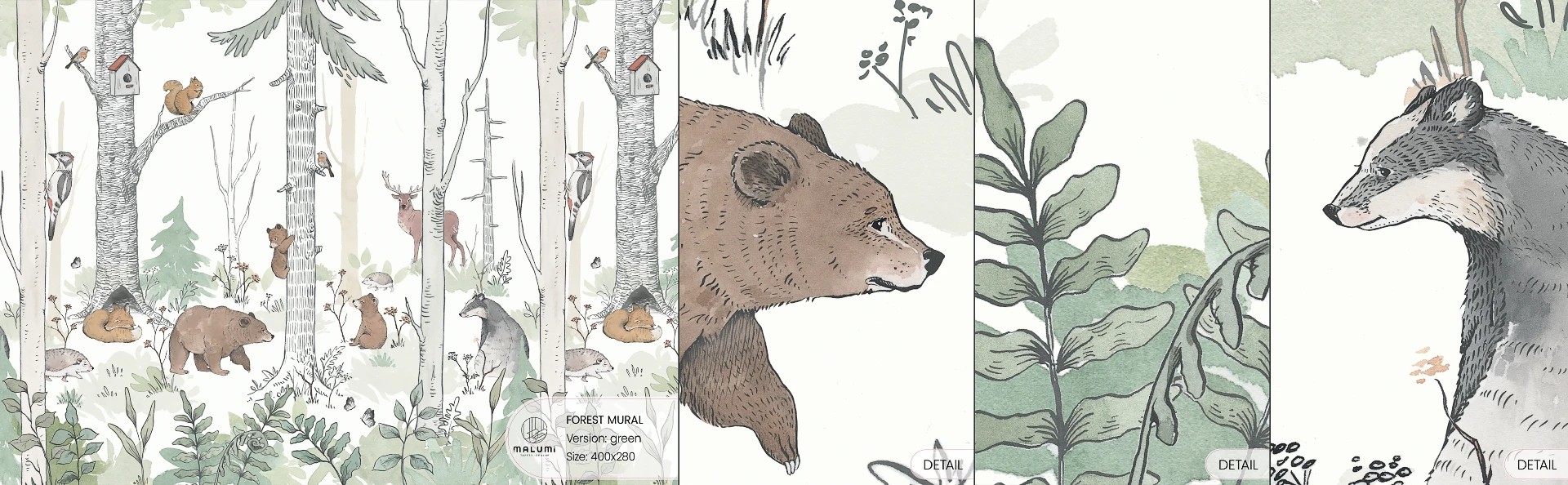 FOREST MURAL - green - próbka