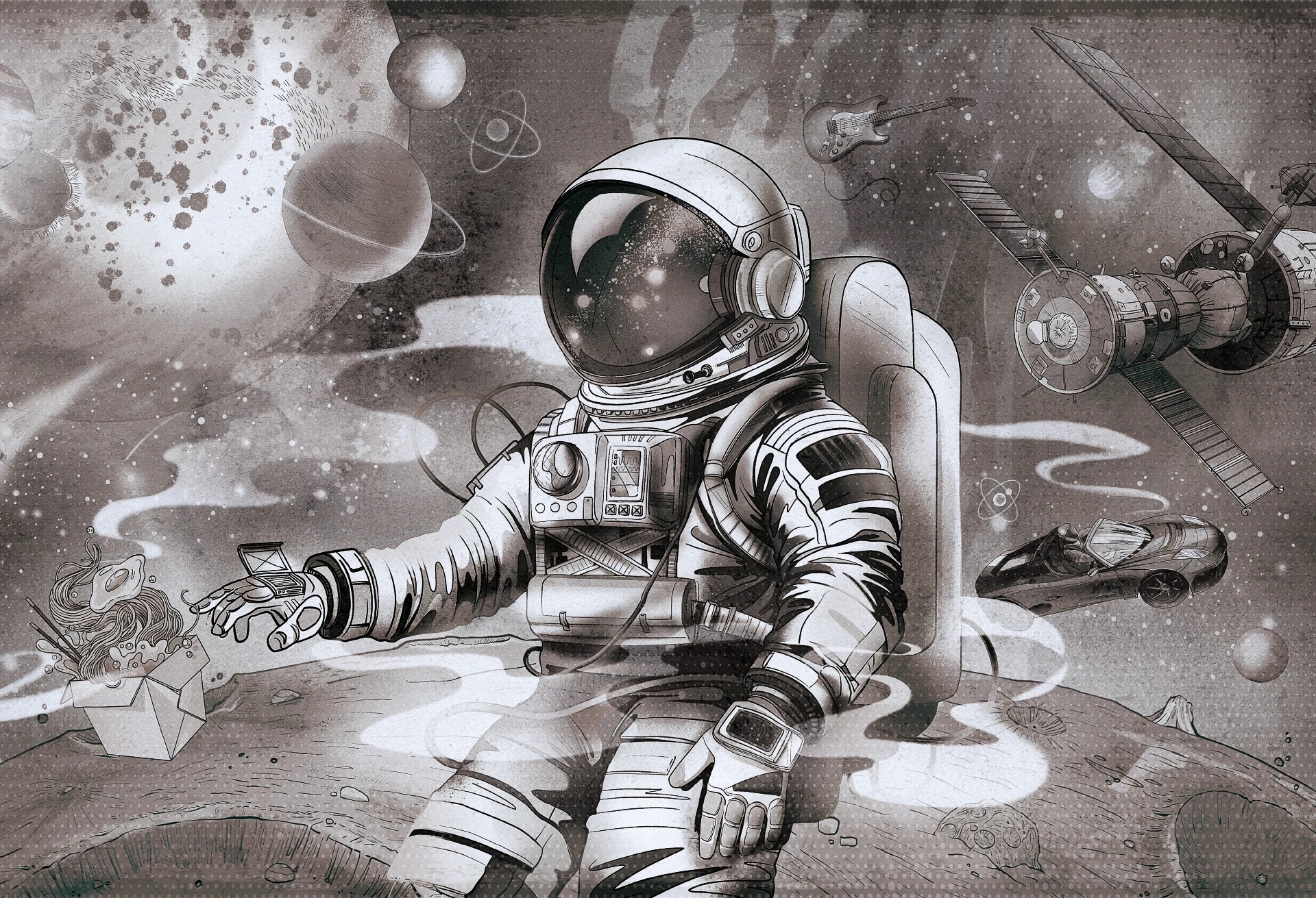 GALAXY - comic book - tapeta na ścianę dla chłopca z kosmicznym motywem