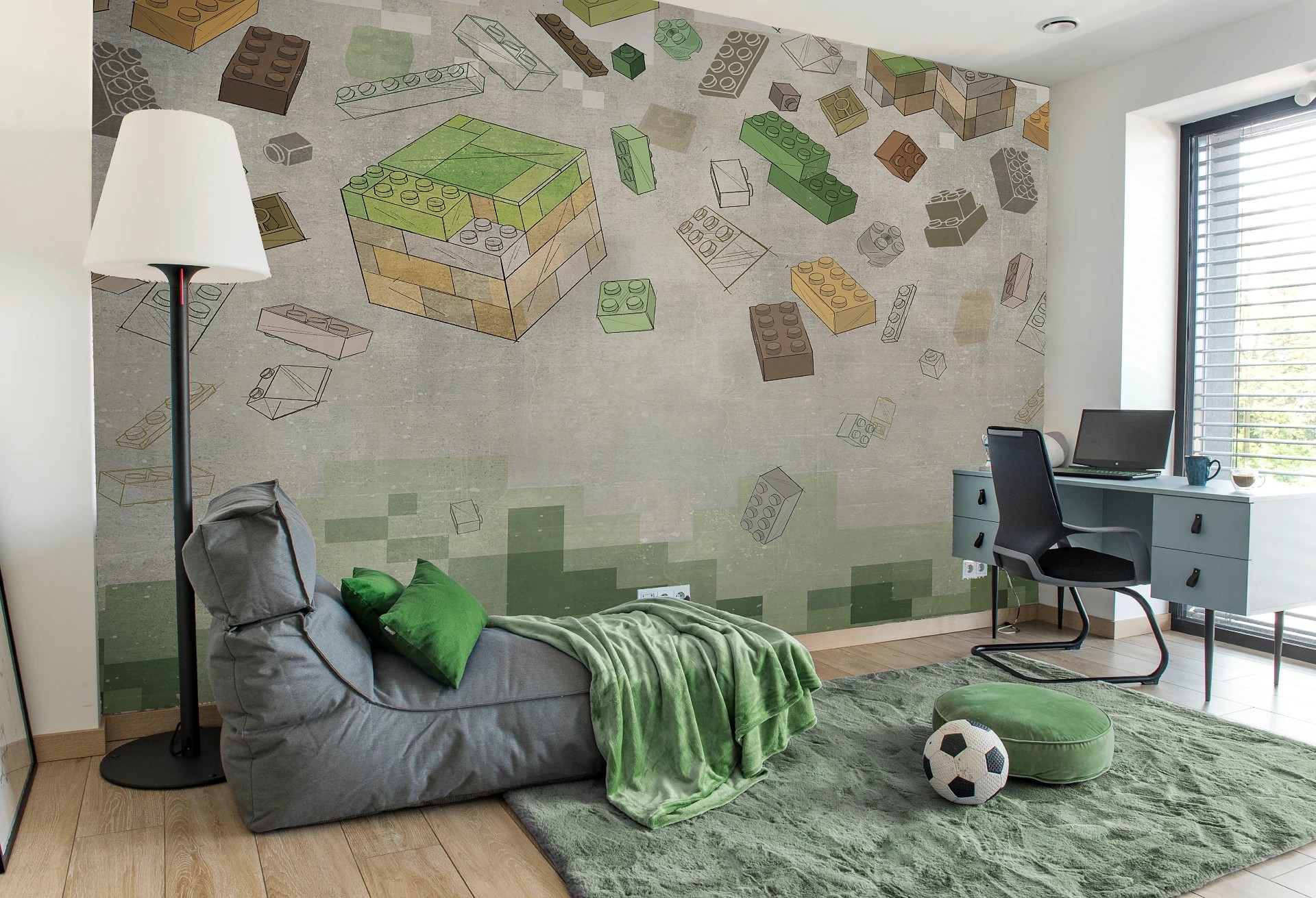 GREEN BLOCKS - fajna tapeta dla chłopaków