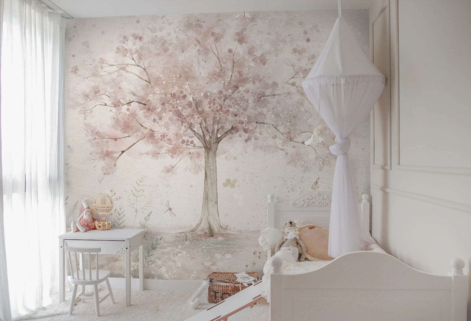 MERRY CHERRY - powder - delikatna tapeta dla dziewczynki